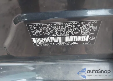 2006 Lexus Is 250 z USA, uszkodzony, nr VIN JTHBK262X65011041